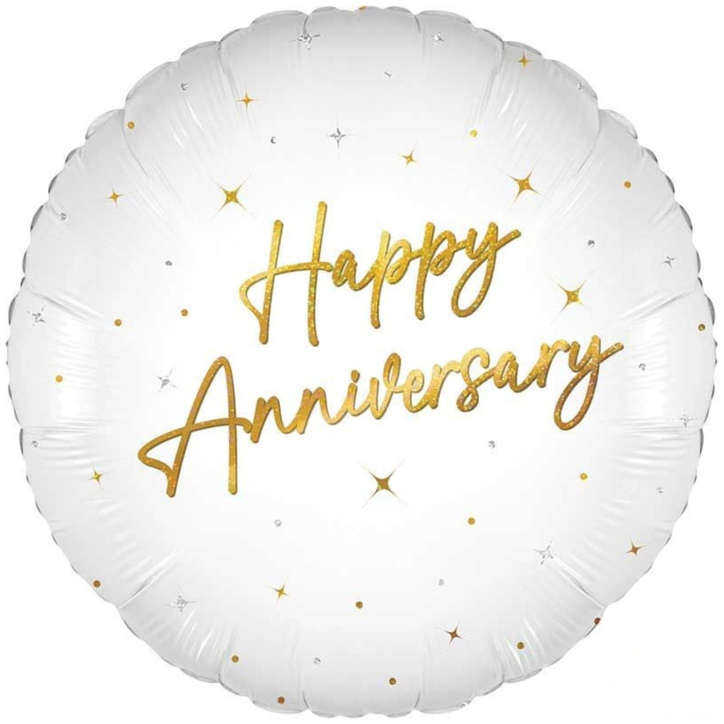 18"/ 46cm ELEGANT SPARKLE WHITE HAPPY ANNIVERSARY ROUND FOIL BALLOON