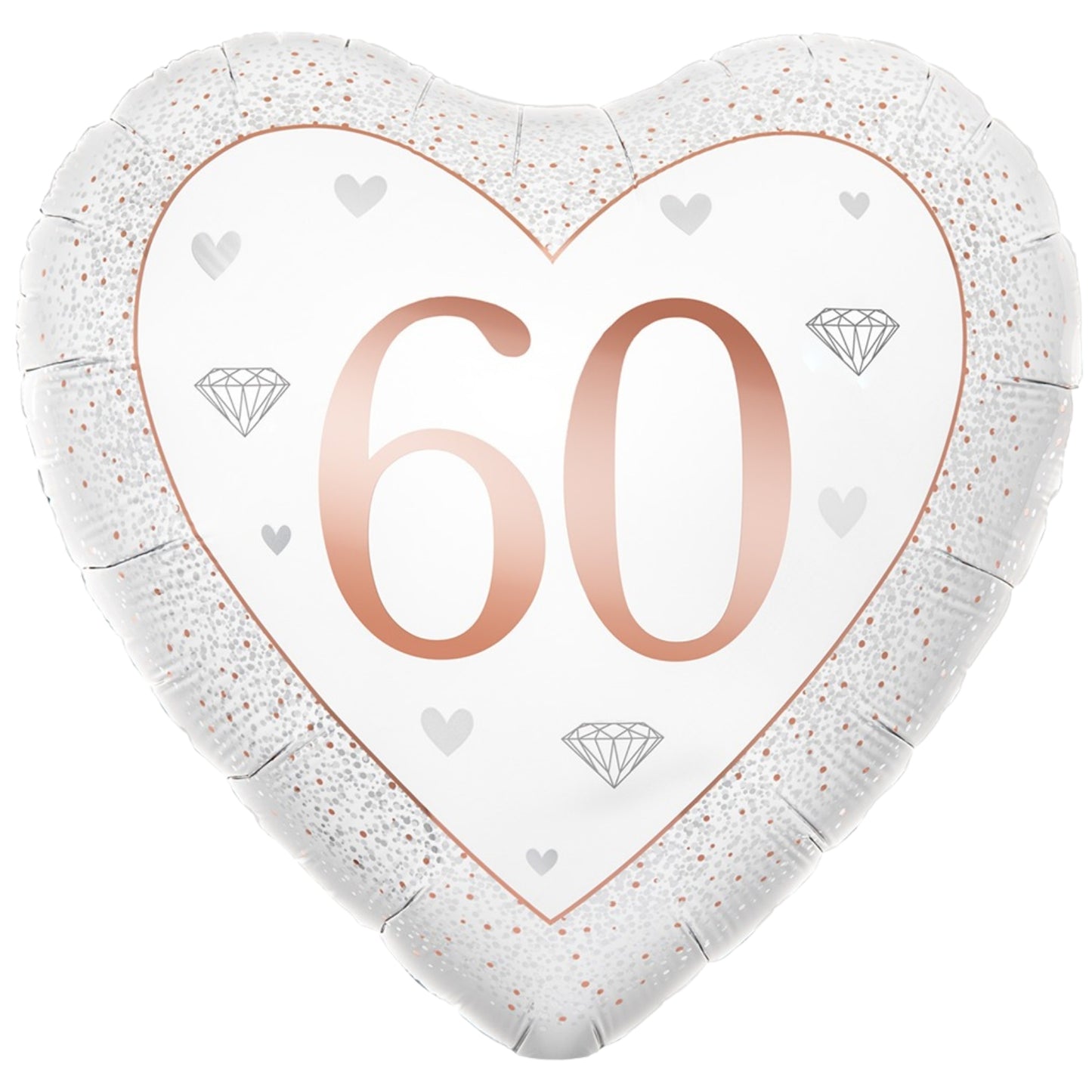 18"/ 46cm  HAPPY 60TH ANNIVERSARY HEART SHAPE FOIL BALLOON