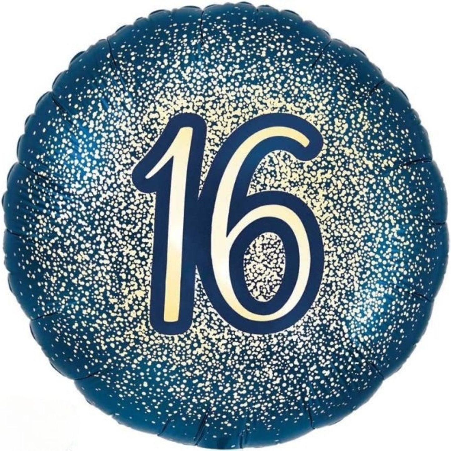 18"/ 46cm NAVY GOLD 16TH GLITTER BIRTHDAY ROUND FOIL BALLOON