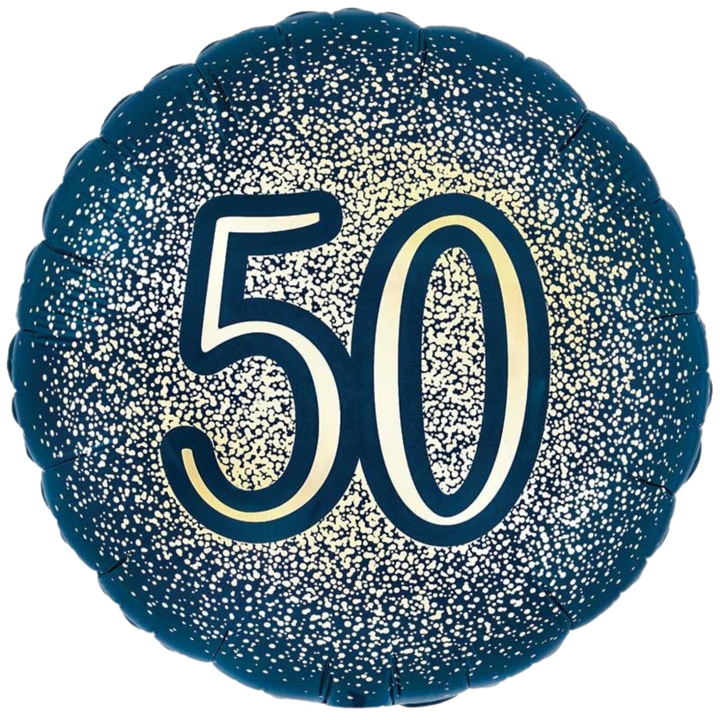 18"/ 46cm NAVY GOLD GLITTER 50TH BIRTHDAY ROUND FOIL BALLOON