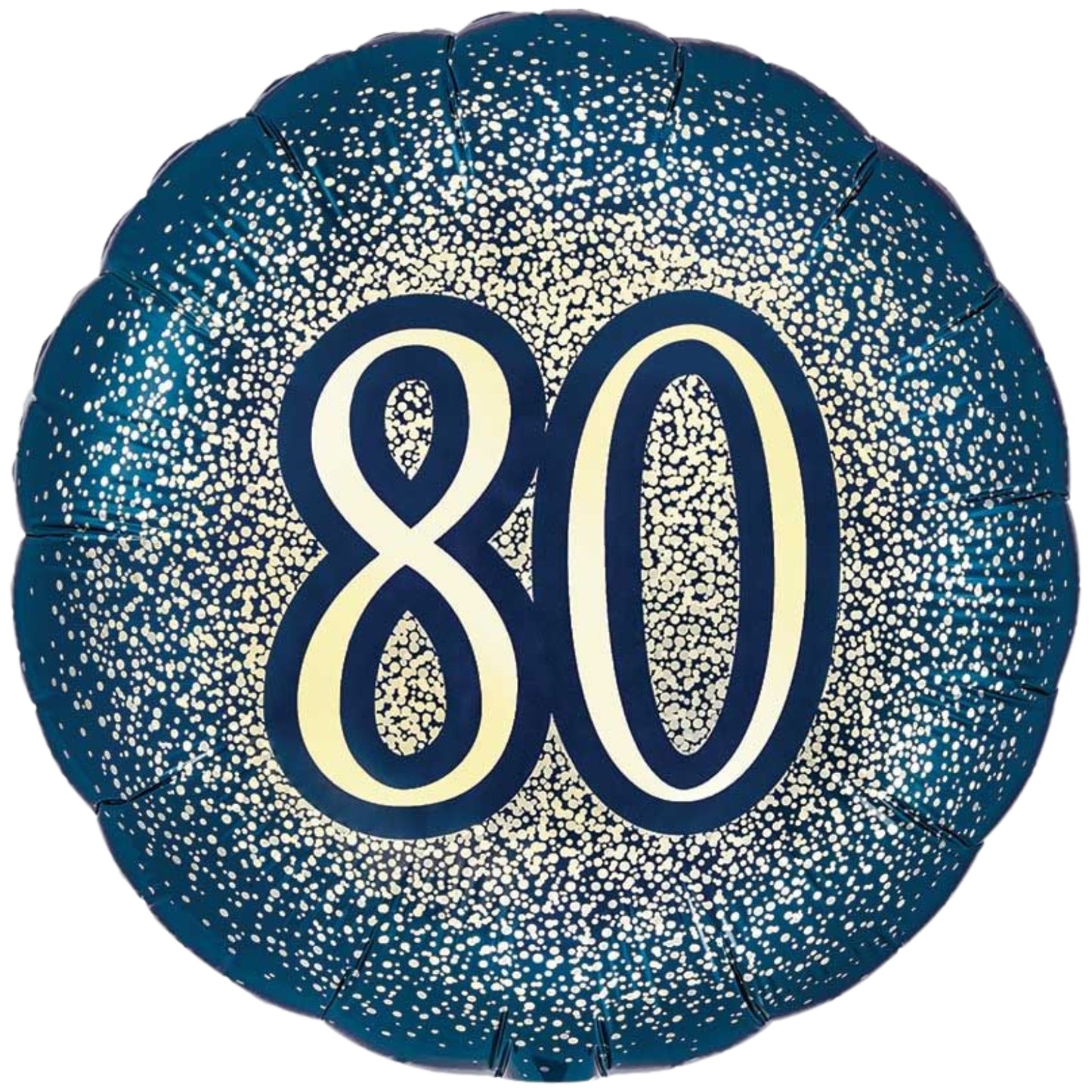 18"/ 46cm NAVY GOLD GLITTER 80TH BIRTHDAY ROUND FOIL BALLOON