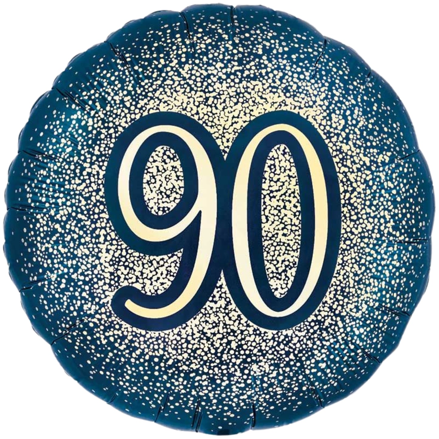 18"/ 46cm NAVY GOLD GLIITER 90TH BIRTHDAY ROUND FOIL BALLOON