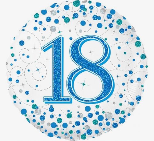 18"/ 46cm BLUE SPARKLING FIZZ "18" ROUND FOIL BALLOON