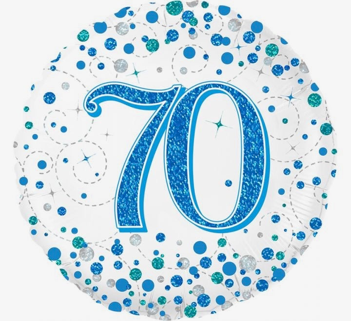 18"/ 46cm BLUE SPARKLING FIZZ "70" ROUND FOIL BALLOON