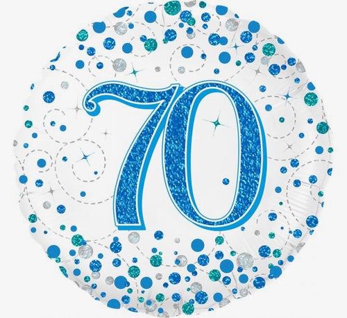 18"/ 46cm BLUE SPARKLING FIZZ "70" ROUND FOIL BALLOON