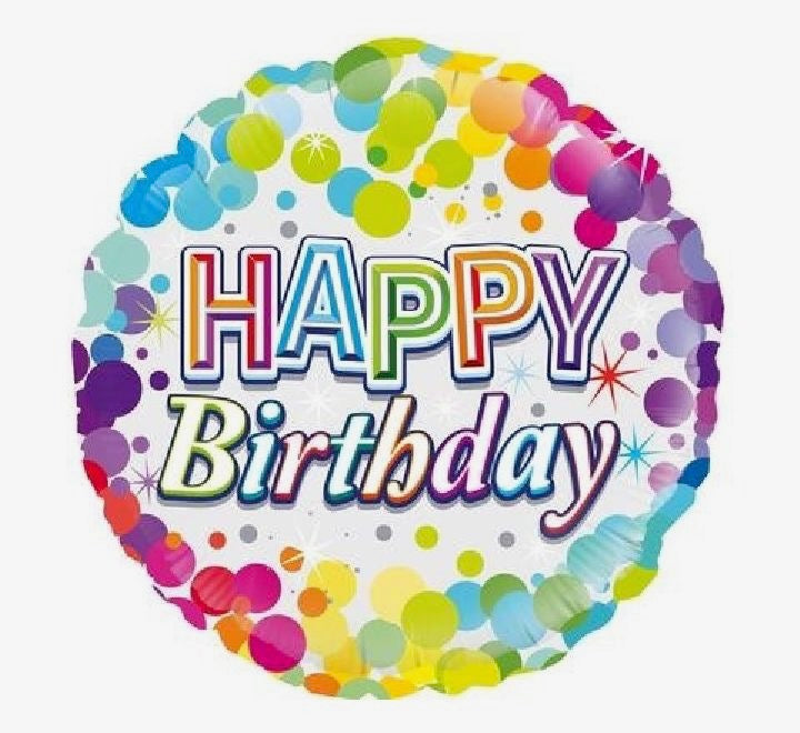 18"/ 46cm HAPPY BIRTHDAY COLOURFUL CONFETTI ROUND FOIL BALLOON
