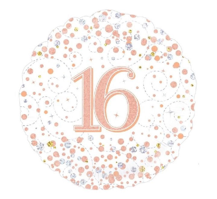 18"/ 46cm ROSE GOLD SPARKLING FIZZ "16" ROUND FOIL BALLOON