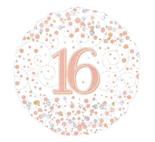 18"/ 46cm ROSE GOLD SPARKLING FIZZ "16" ROUND FOIL BALLOON