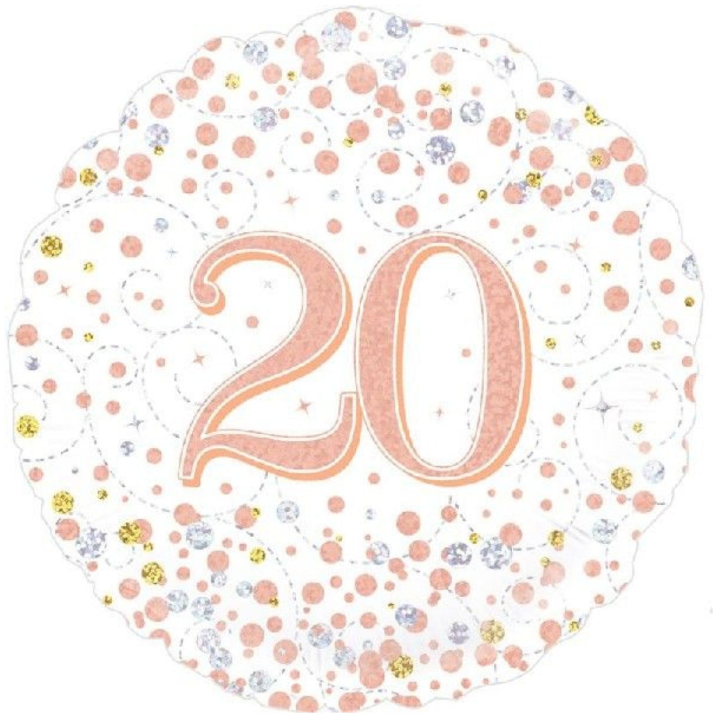 18"/ 46cm ROSE GOLD SPARKLING FIZZ "20" ROUND FOIL BALLOON