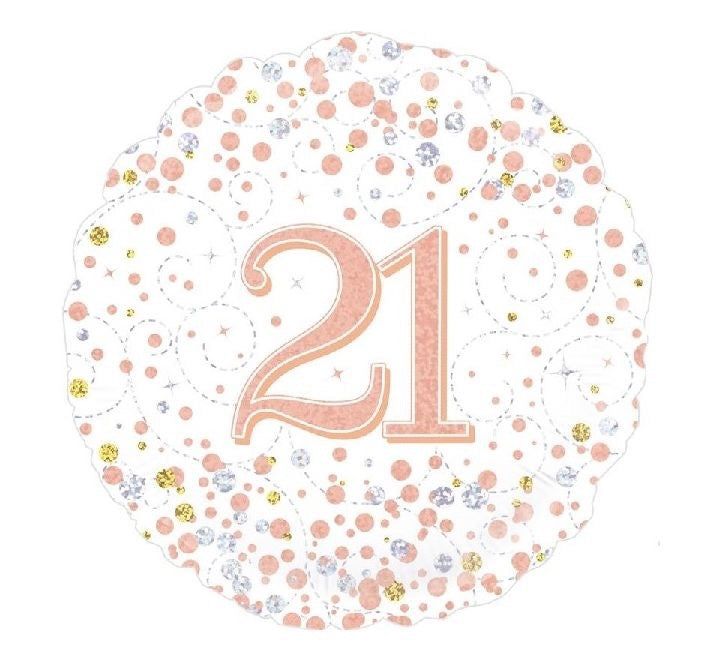 18"/ 46cm ROSE GOLD SPARKLING FIZZ "21" ROUND FOIL BALLOON