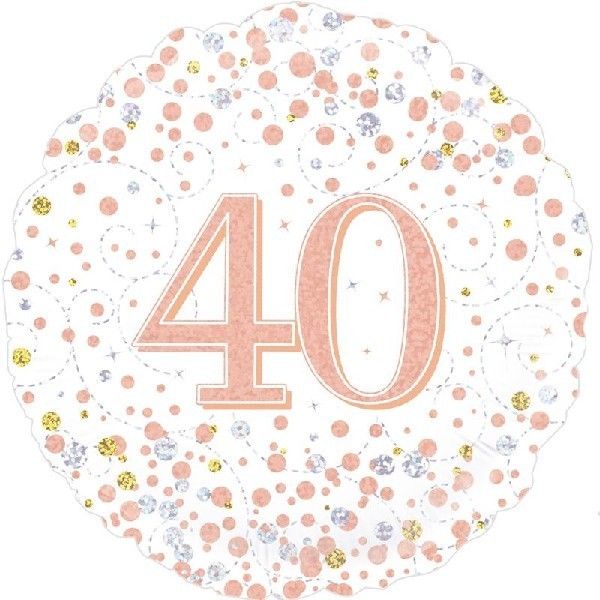18"/ 46cm ROSE GOLD SPARKLING FIZZ "40" ROUND FOIL BALLOON