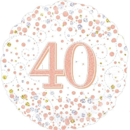 18"/ 46cm ROSE GOLD SPARKLING FIZZ "40" ROUND FOIL BALLOON