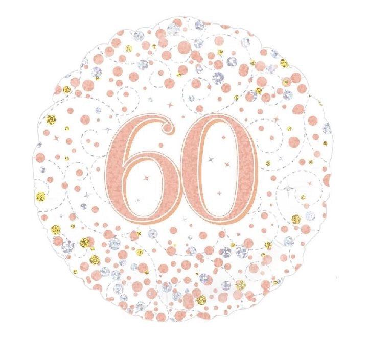 18"/ 46cm ROSE GOLD SPARKLING FIZZ "60" ROUND FOIL BALLOON