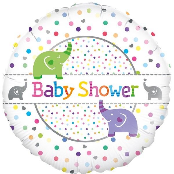 18"/ 46cm BABY SHOWER ELEPHANTS ROUND FOIL BALLOON