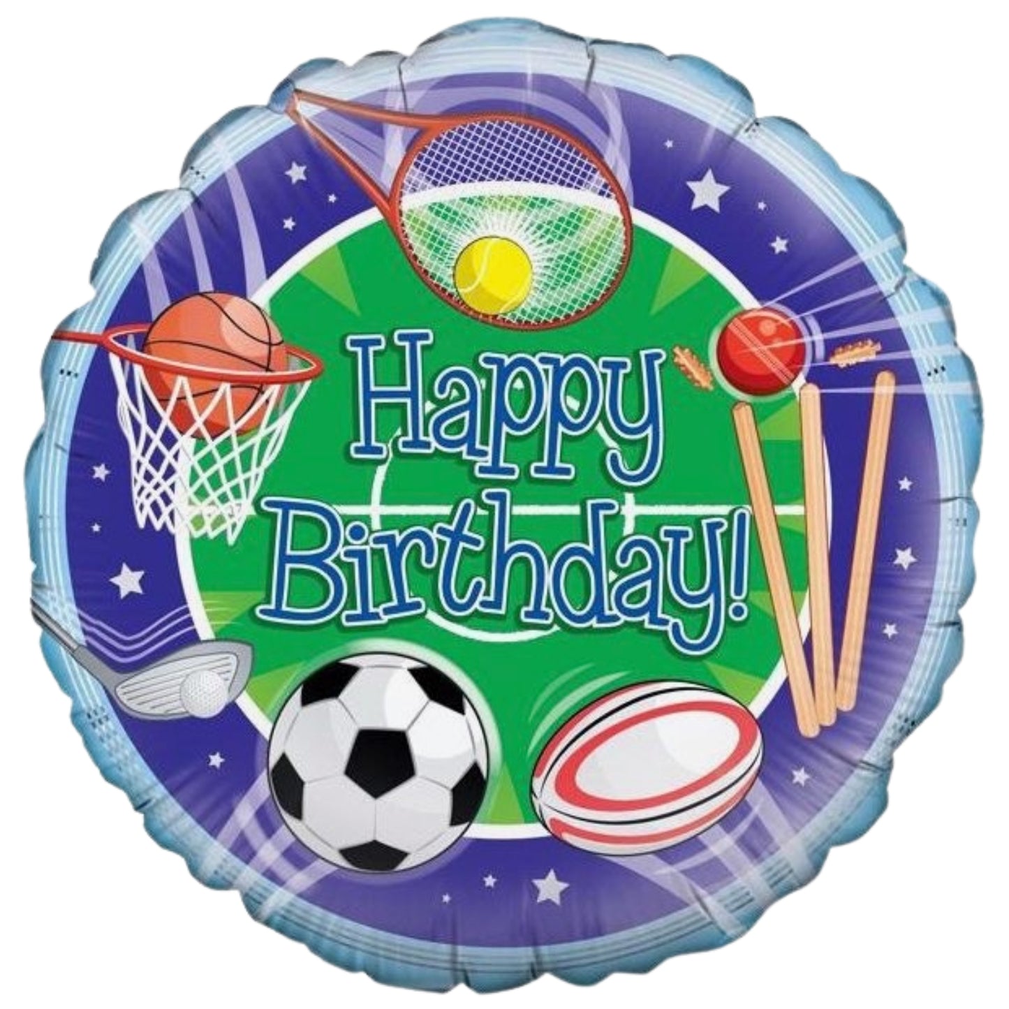 18"/ 46cm HAPPY BIRTHDAY SPORTS ROUND FOIL BALLOON