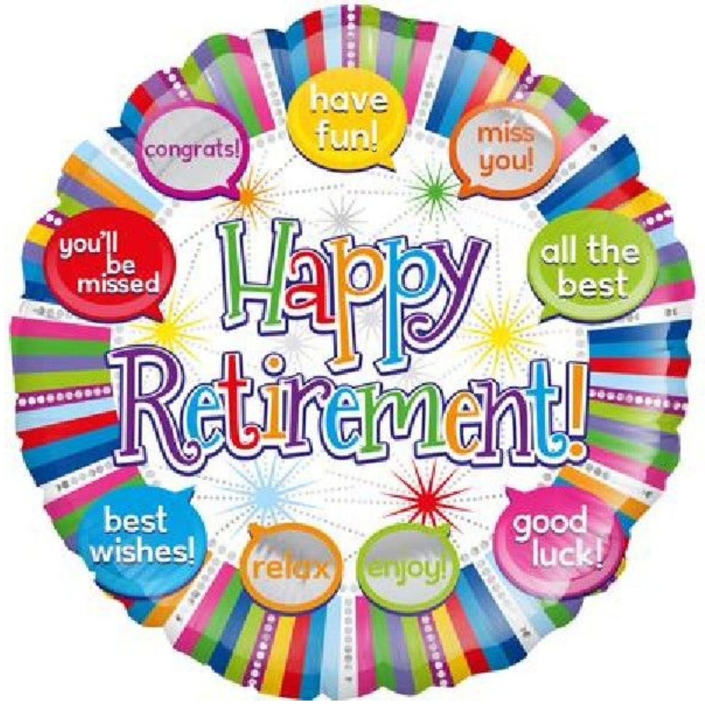 18"/ 46cm HAPPY RETIREMENT SPEECH BUBBLE ROUND FOIL BALLOON