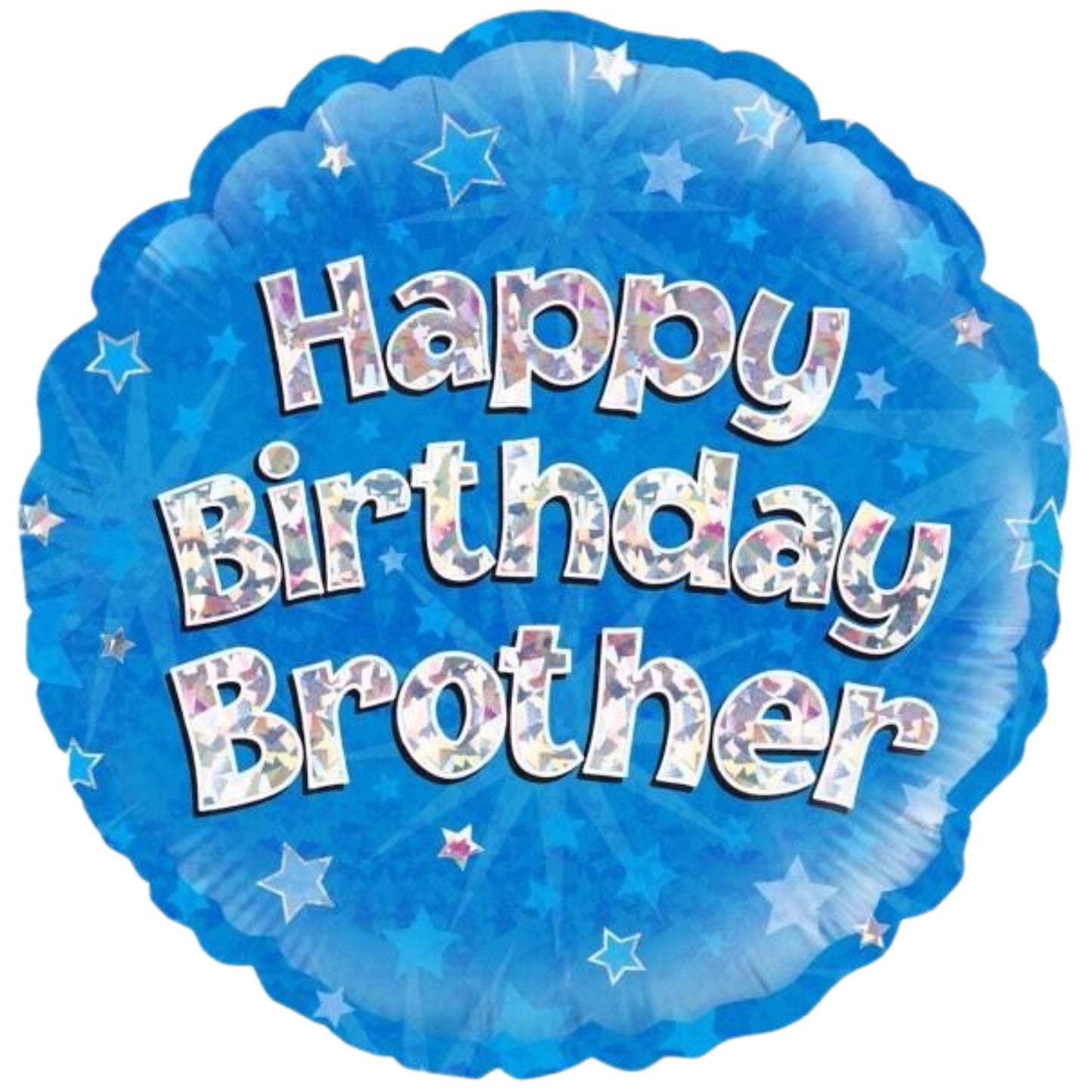 18"/ 46cm HAPPY BIRTHDAY BROTHER BLUE HOLOGRAPHIC ROUND FOIL BALLOON