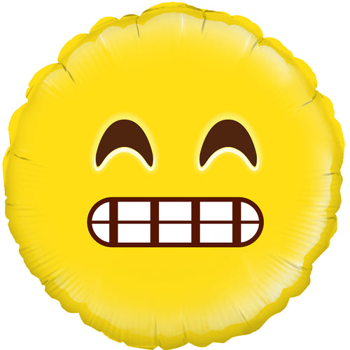 18"/ 46cm GRIN EMOJI ROUND FOIL BALLOON