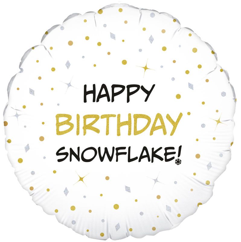 18"/ 46cm HAPPY BIRTHDAY SNOWFLAKE ROUND FOIL BALLOON