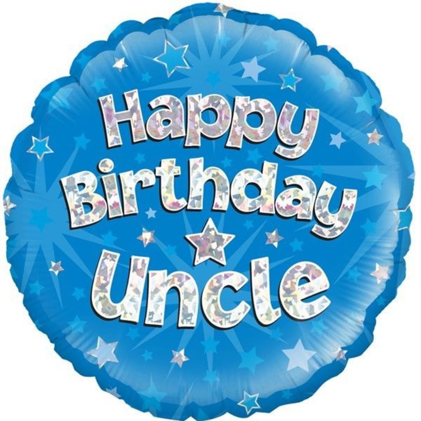 18"/ 46cm HAPPY BIRTHDAY UNCLE HOLOGRAPHIC ROUND FOIL BALLOON