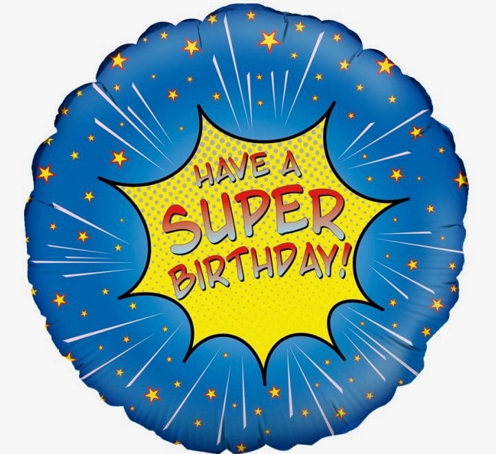 18"/ 46cm HAVE A SUPER BIRTHDAY SUPERHERO ROUND FOIL BALLOON