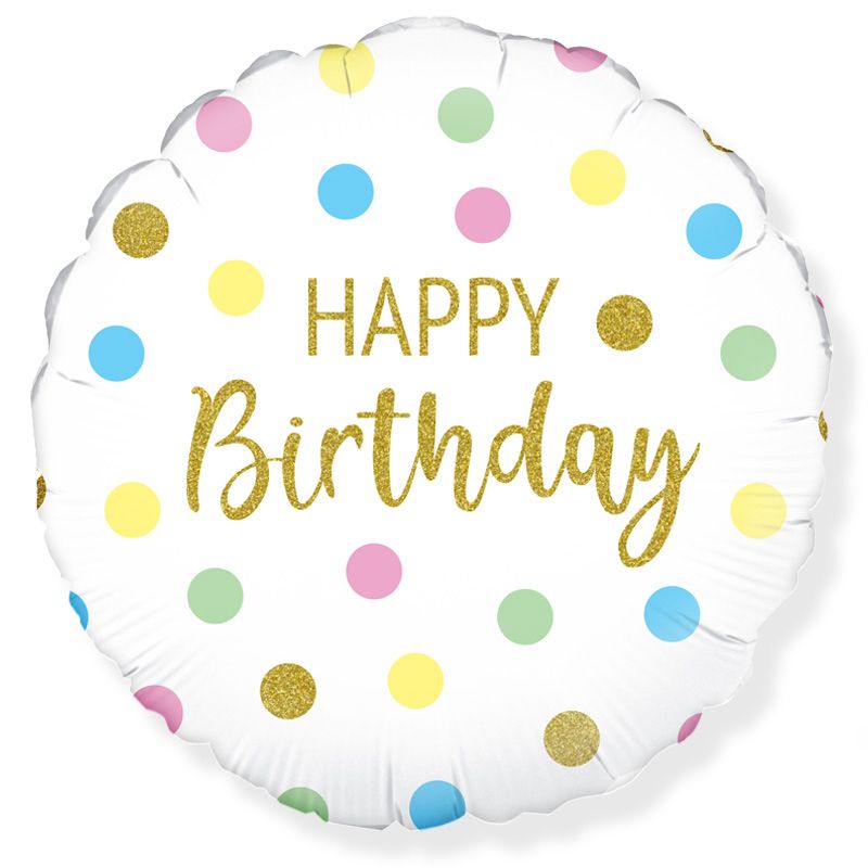 18"/ 46cm PASTEL DOTS BIRTHDAY ROUND FOIL BALLOON