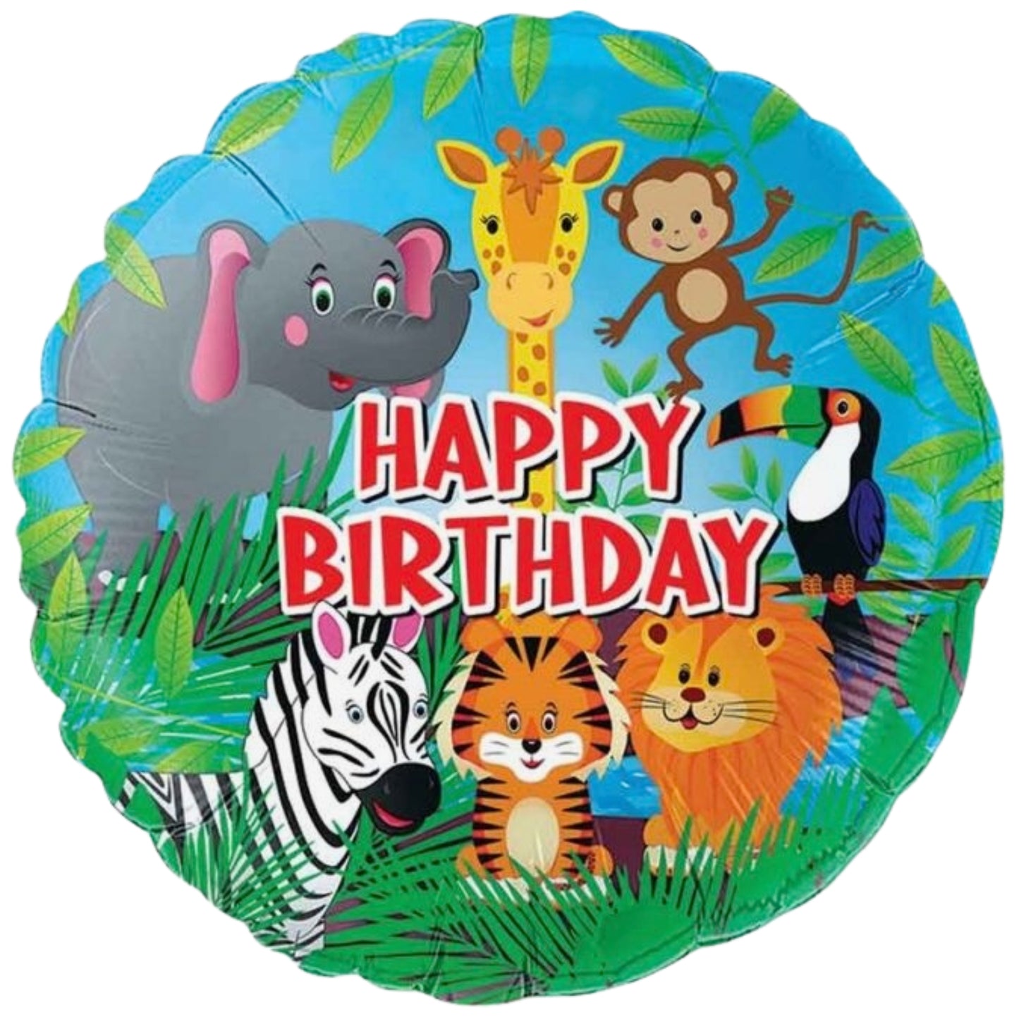 18"/ 46cm HAPPY BIRTHDAY JUNGLE ROUND FOIL BALLOON