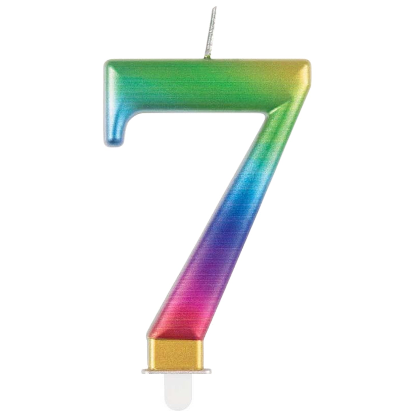 3.5"/ 8.5cm METALLIC RAINBOW NUMBER '7' BIRTHDAY CANDLE