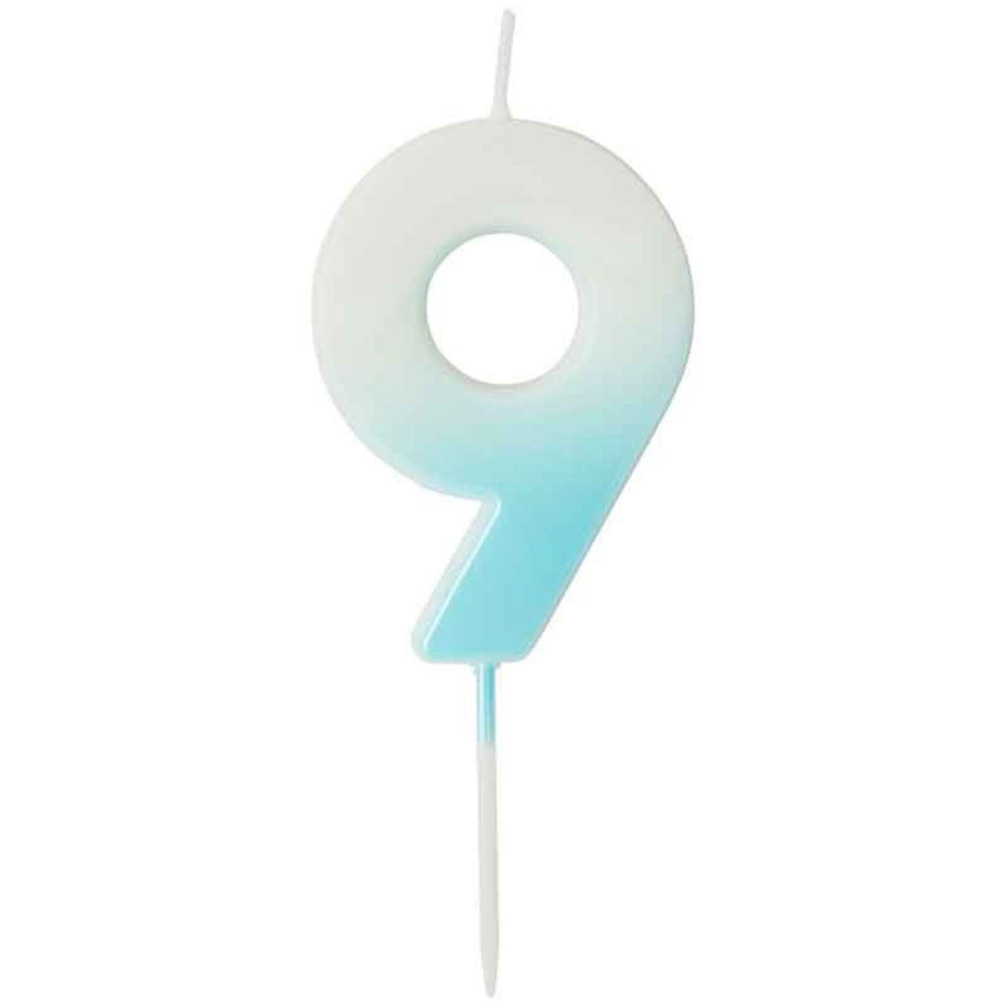2.4"/ 6.2cm BLUE OMBRE NUMBER '9' CANDLE