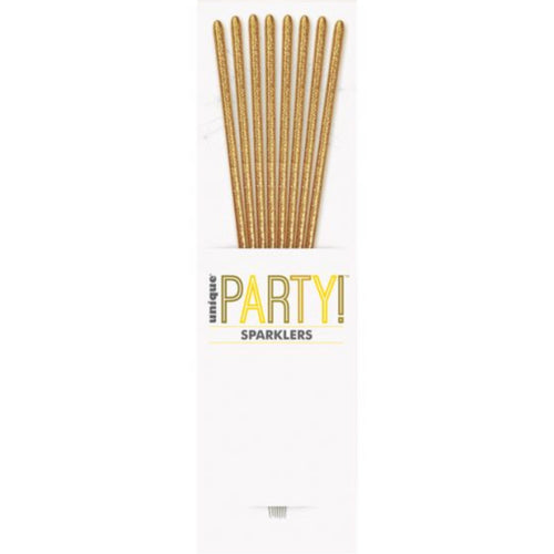 7"/ 18cm GOLD GLITZ SPARKLERS CANDLES (8 PACK)