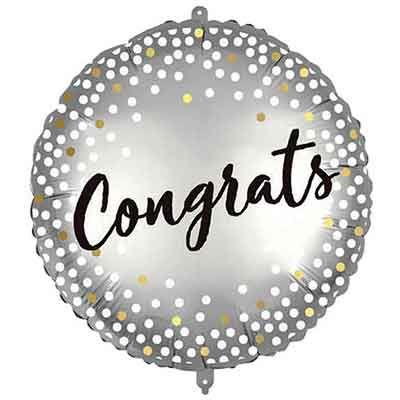 18"/ 46cm CONGRATS METALLIC SPOTS ROUND FOIL BALLOON