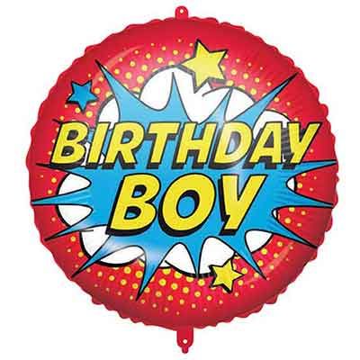 18"/ 46cm BIRTHDAY BOY SUPERHERO ROUND FOIL BALLOON