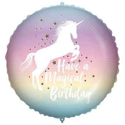 18"/ 46cm MAGICAL BIRTHDAY UNICORN ROUND FOIL BALLOON