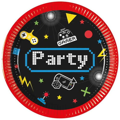 GAMING PARTY PAPER PLATES (20cm - 8 PACK)