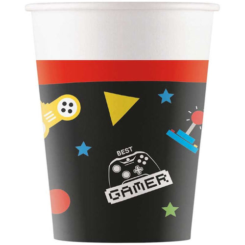 GAMING PARTY PAPER CUPS (200ml - 8 PACK)