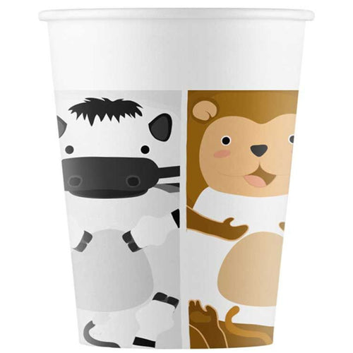 ZOO ANIMALS PAPER CUPS (200ml - 8 PACK)