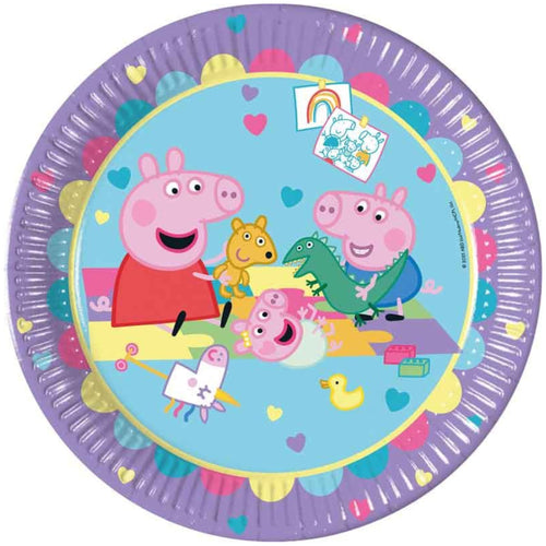 PEPPA PIG MADE WITH LOVE PAPER PLATES (23cm - 8 PACK)