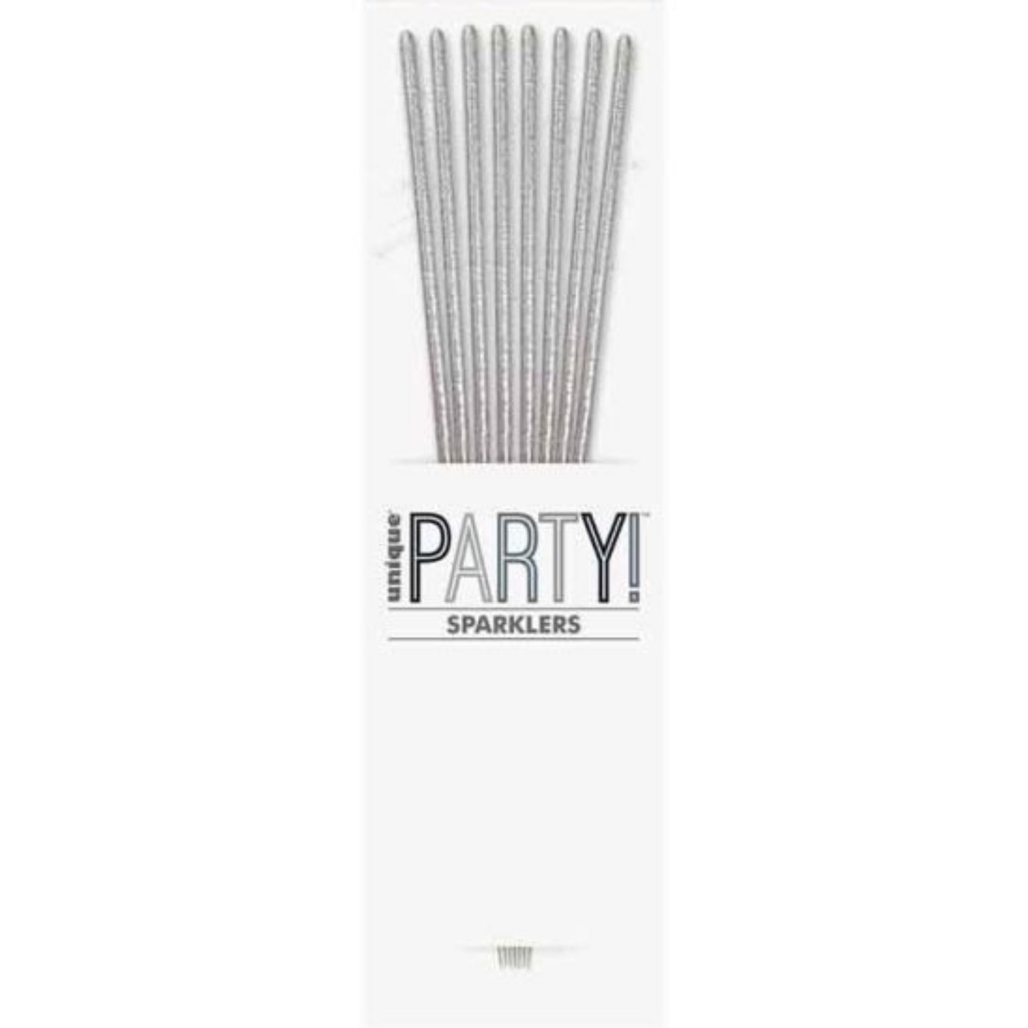 7"/ 18cm SILVER GLITZ SPARKLERS CANDLES (8 PACK)