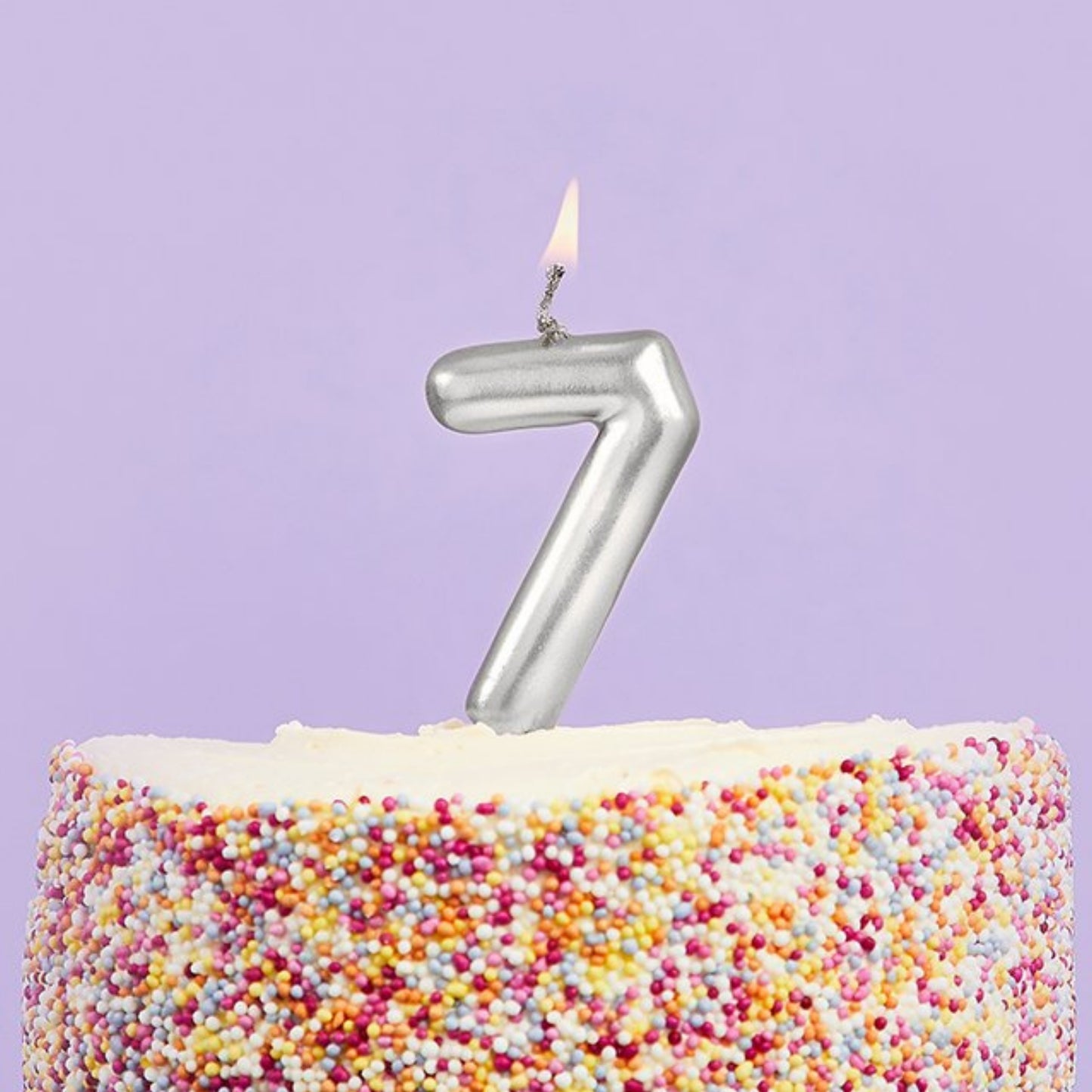 3"/ 8cm SILVER NUMBER '7' CANDLE