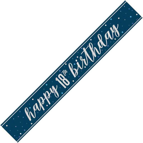 9ft / 2.7m GLITZ BLUE 18TH BIRTHDAY BANNER