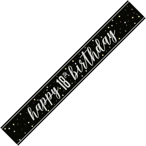 9ft / 2.7m GLITZ BLACK 18TH BIRTHDAY BANNER