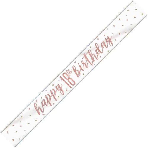 9ft / 2.7m GLITZ ROSE GOLD 18TH BIRTHDAY BANNER