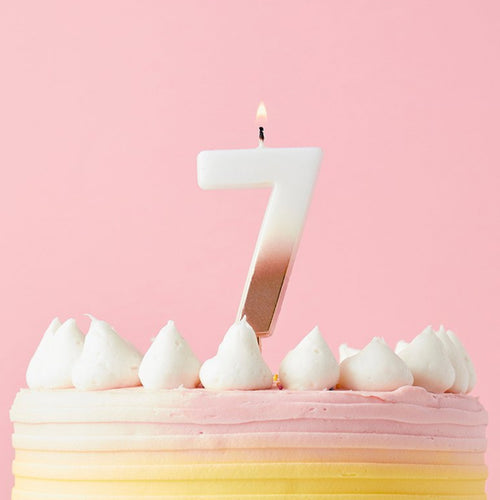 2.4"/ 6.2cm ROSE GOLD OMBRE NUMBER '7' CANDLE