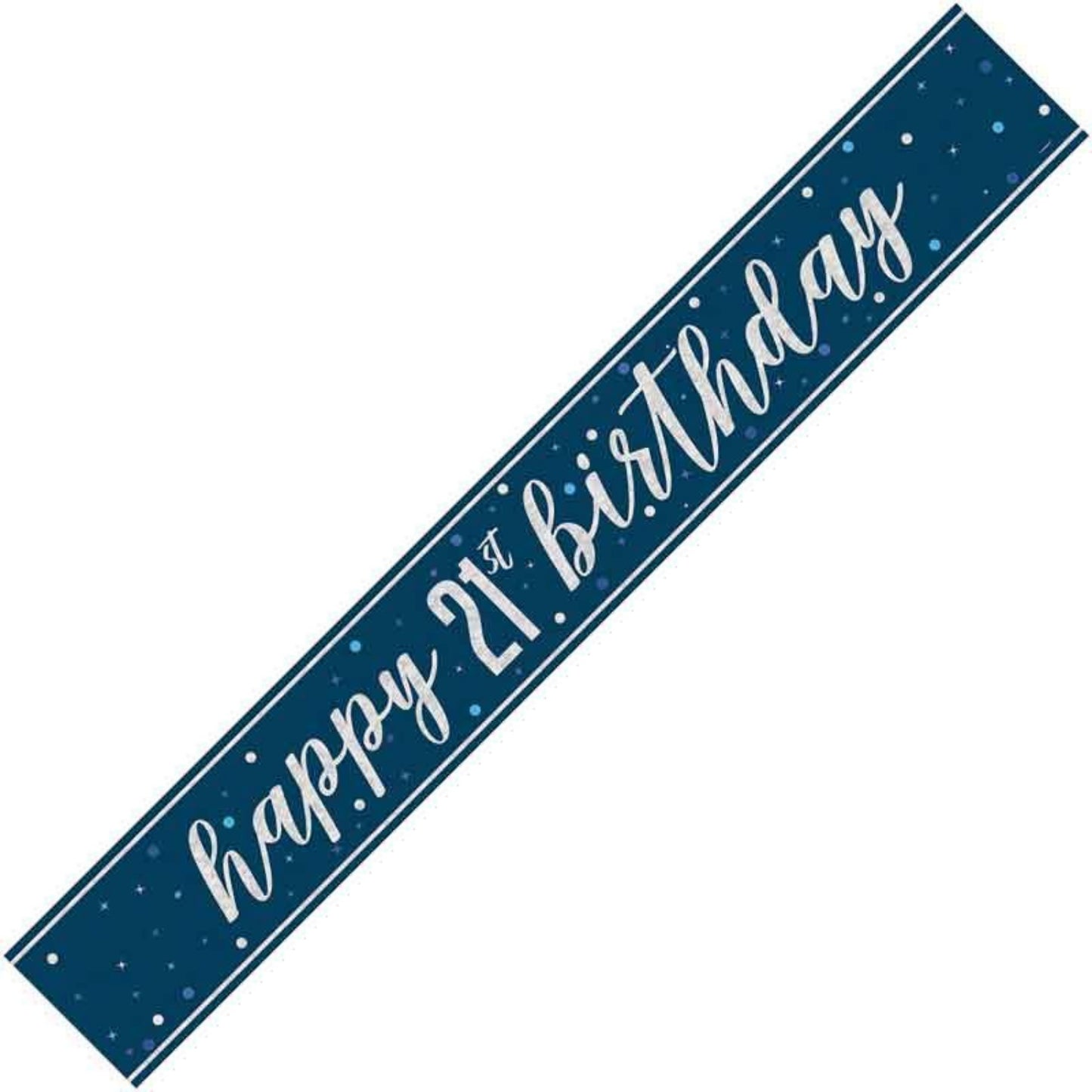 9ft / 2.7m GLITZ BLUE 21ST BIRTHDAY BANNER