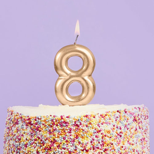 3"/ 8cm GOLD NUMBER '8' CANDLE