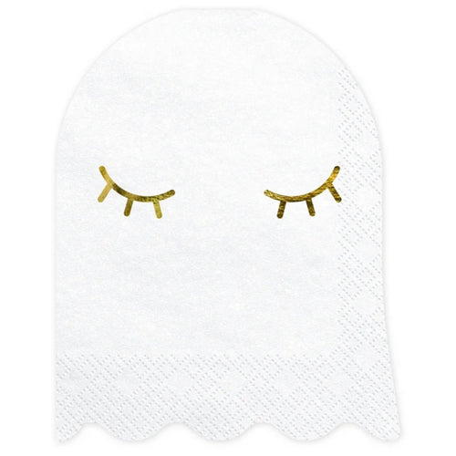 GHOST NAPKINS WITH GOLD LASHES (20 PACK)