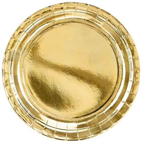 SHINY GOLD FOIL PAPER PLATES (23cm - 6 PACK)