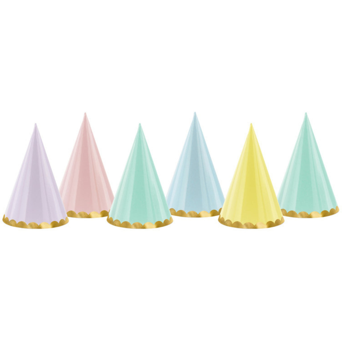 YUMMY MIX PASTEL & GOLD TRIM PARTY HAT (16cm, ASSORTED COLOURS)