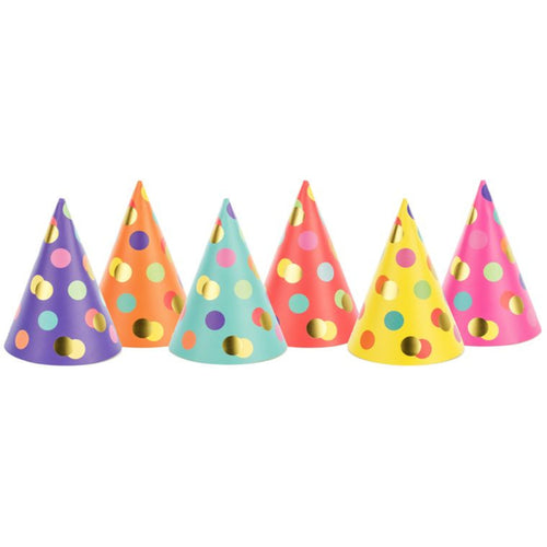 POLKA DOTS PARTY HAT (16cm, ASSORTED COLOURS)