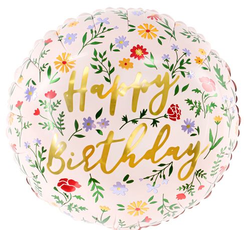 18"/ 46cm LIGHT PINK HAPPY BIRTHDAY ROUND FOIL BALLOON